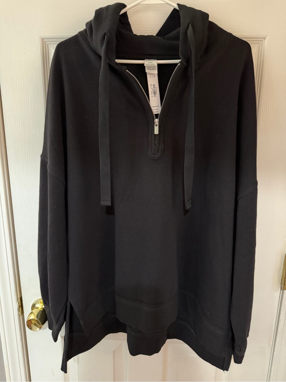 PINK Victoria's Secret Men's Black Half-Zip Hooded Sweater